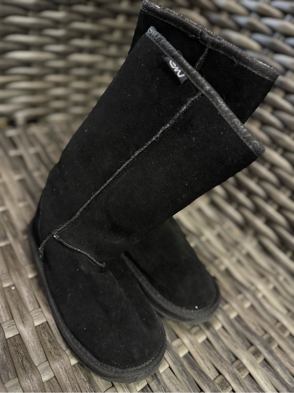 Girls Black Tall Suede Winter Boots